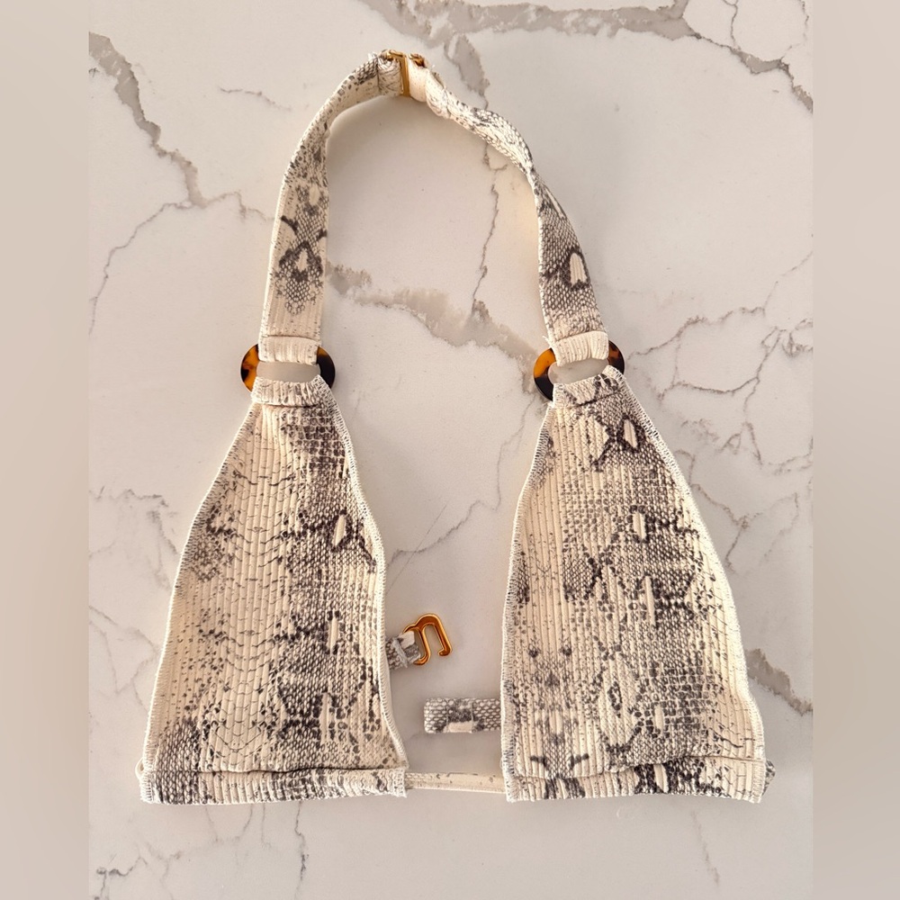 Montce Snake Print Bikini Top - Cream and Black